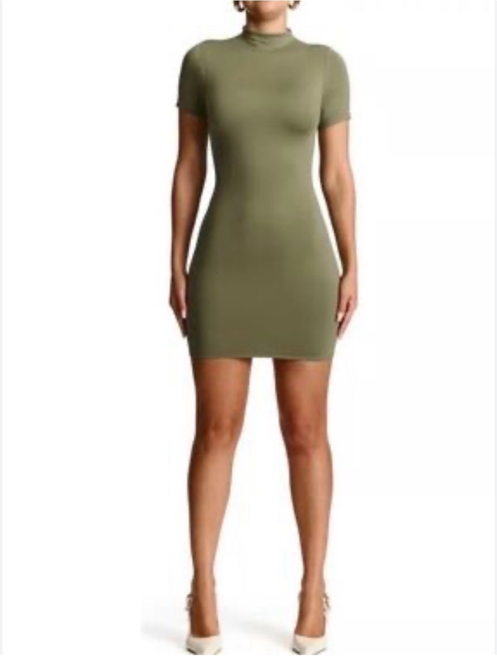 naked wardrobe‎ | Olive Green Short Sleeve Bodycon Mini Dress